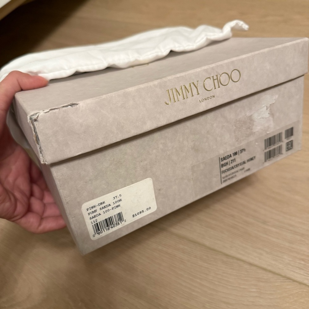❌SOLD❌Nib Jimmy Choo Saeda 100 Embellished Ankle Strap Pumps Fuchsia size 6.5 - Picture 8 of 10